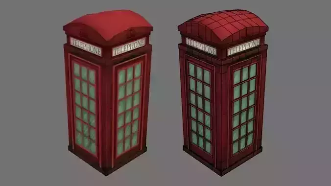 English telephone booth Low-poly 3D model