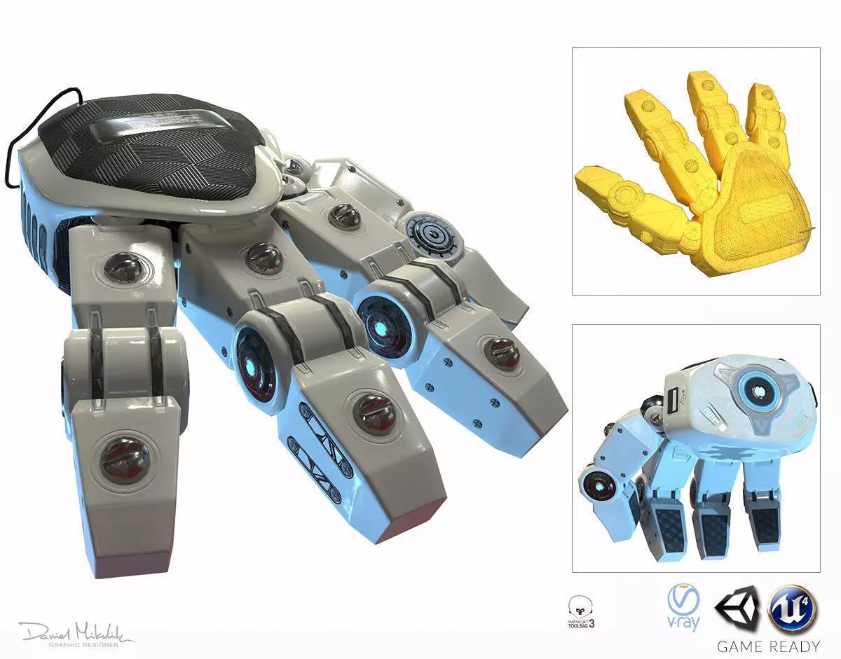 Robot Hand Low Poly PBR Low-poly 3D model_0