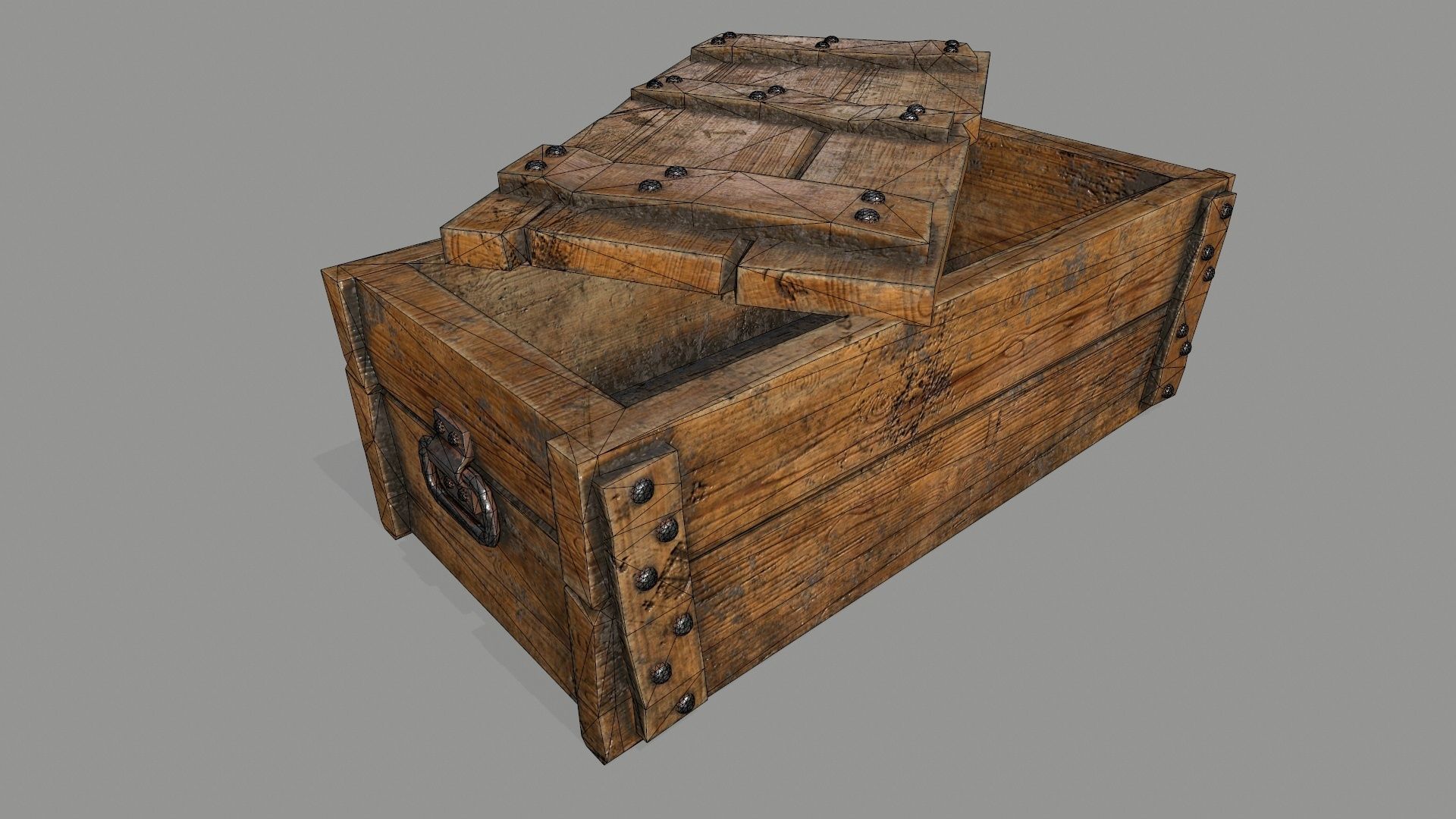 chest wooden Low-poly 3D model_9