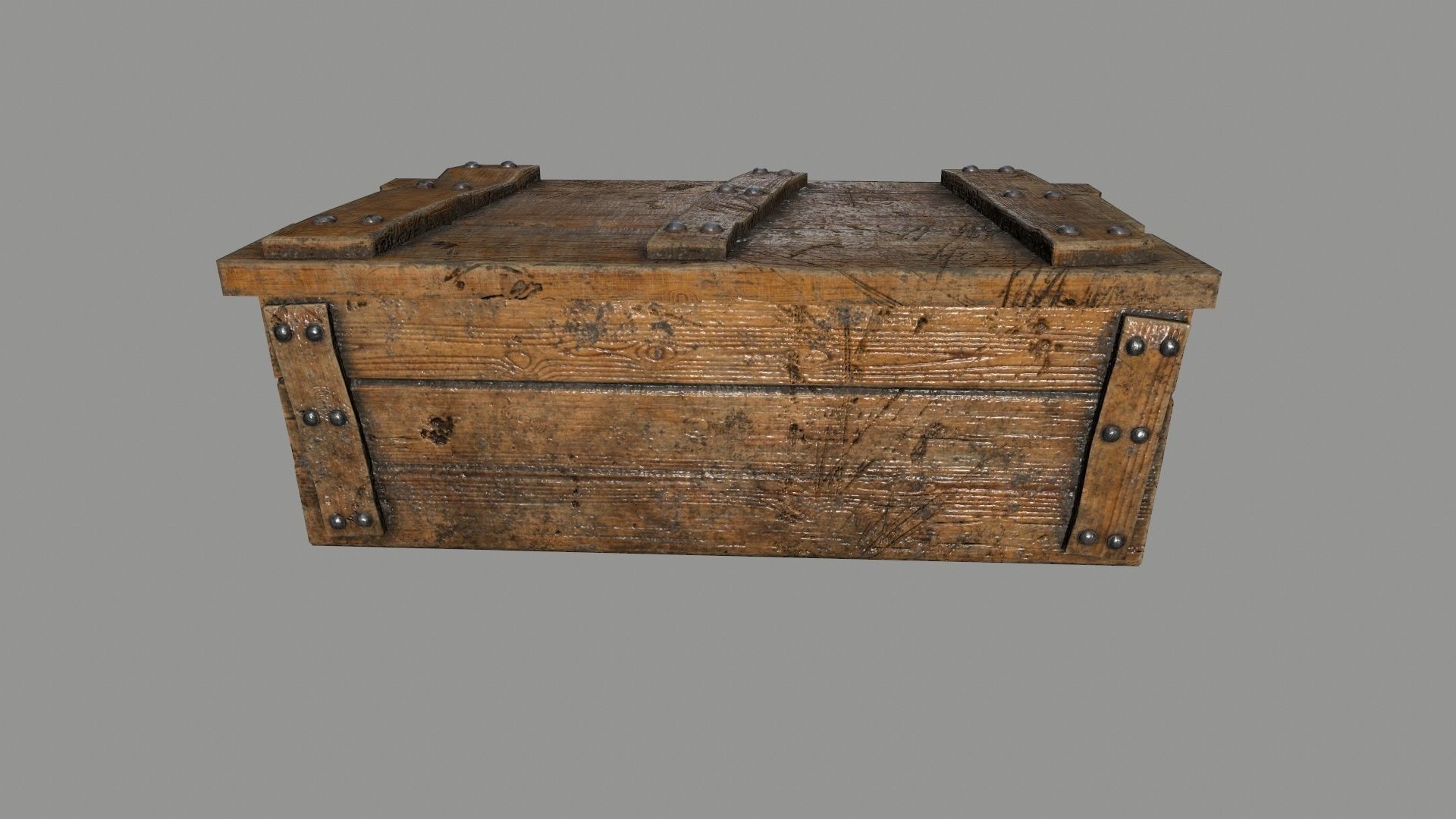 chest wooden Low-poly 3D model_4