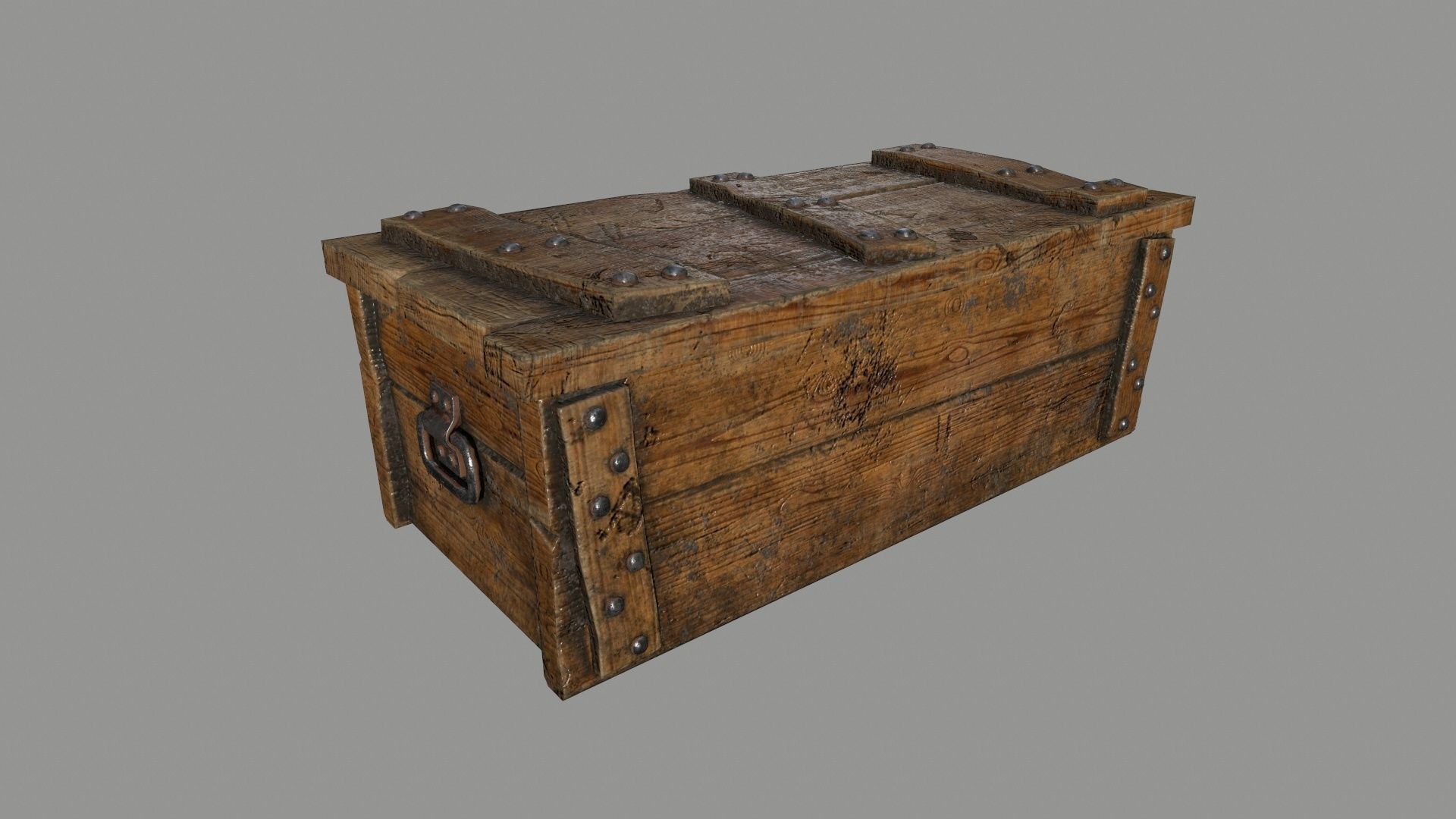 chest wooden Low-poly 3D model_1