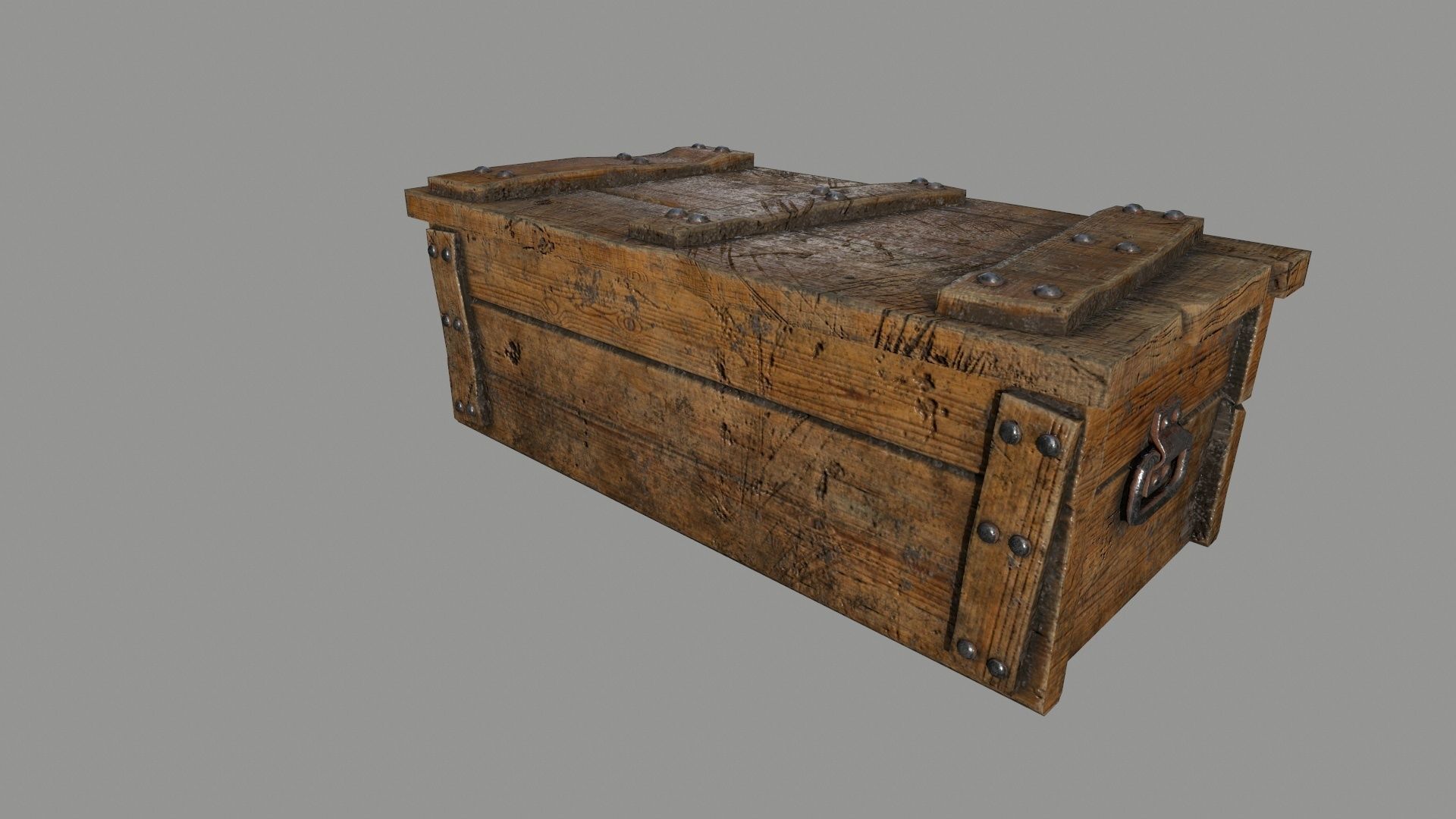 chest wooden Low-poly 3D model_3