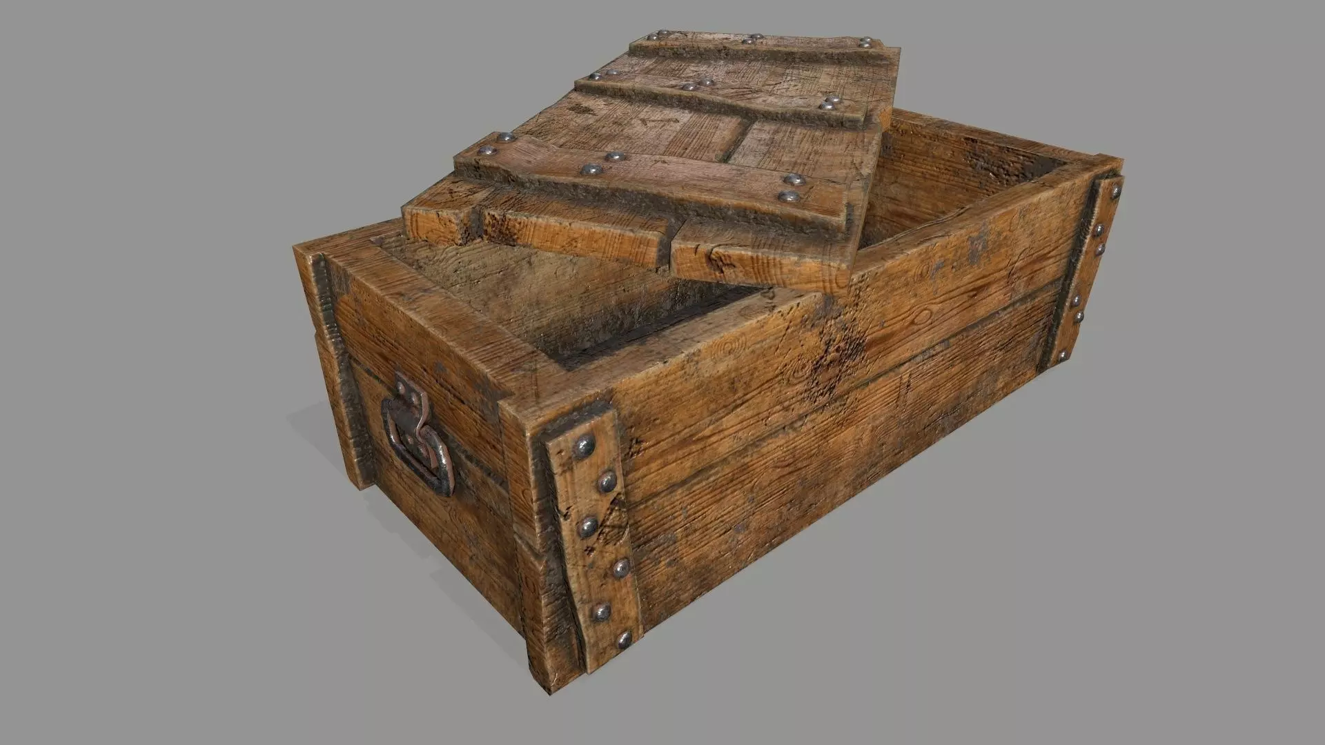 chest wooden Low-poly 3D model_0