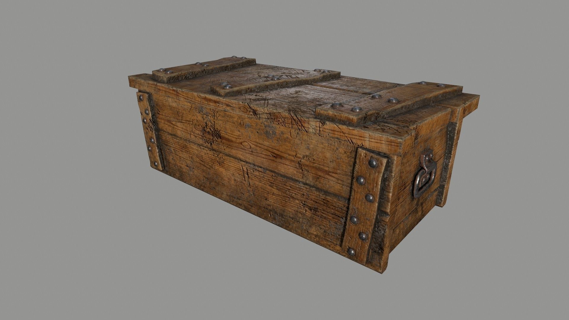 chest wooden Low-poly 3D model_7