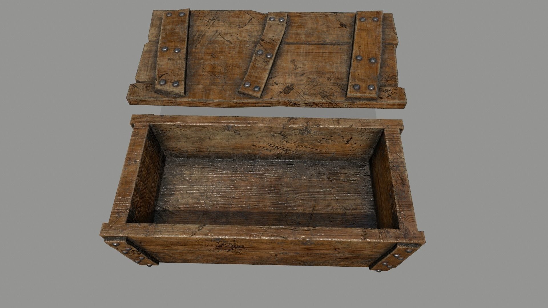 chest wooden Low-poly 3D model_8