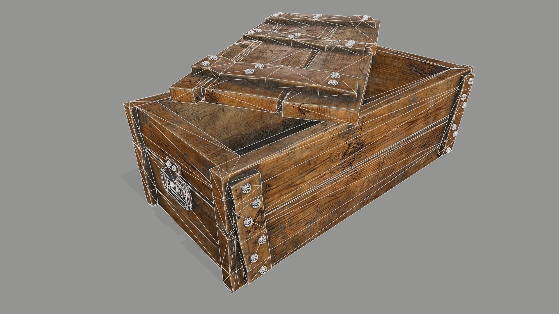 chest wooden Low-poly 3D model_10