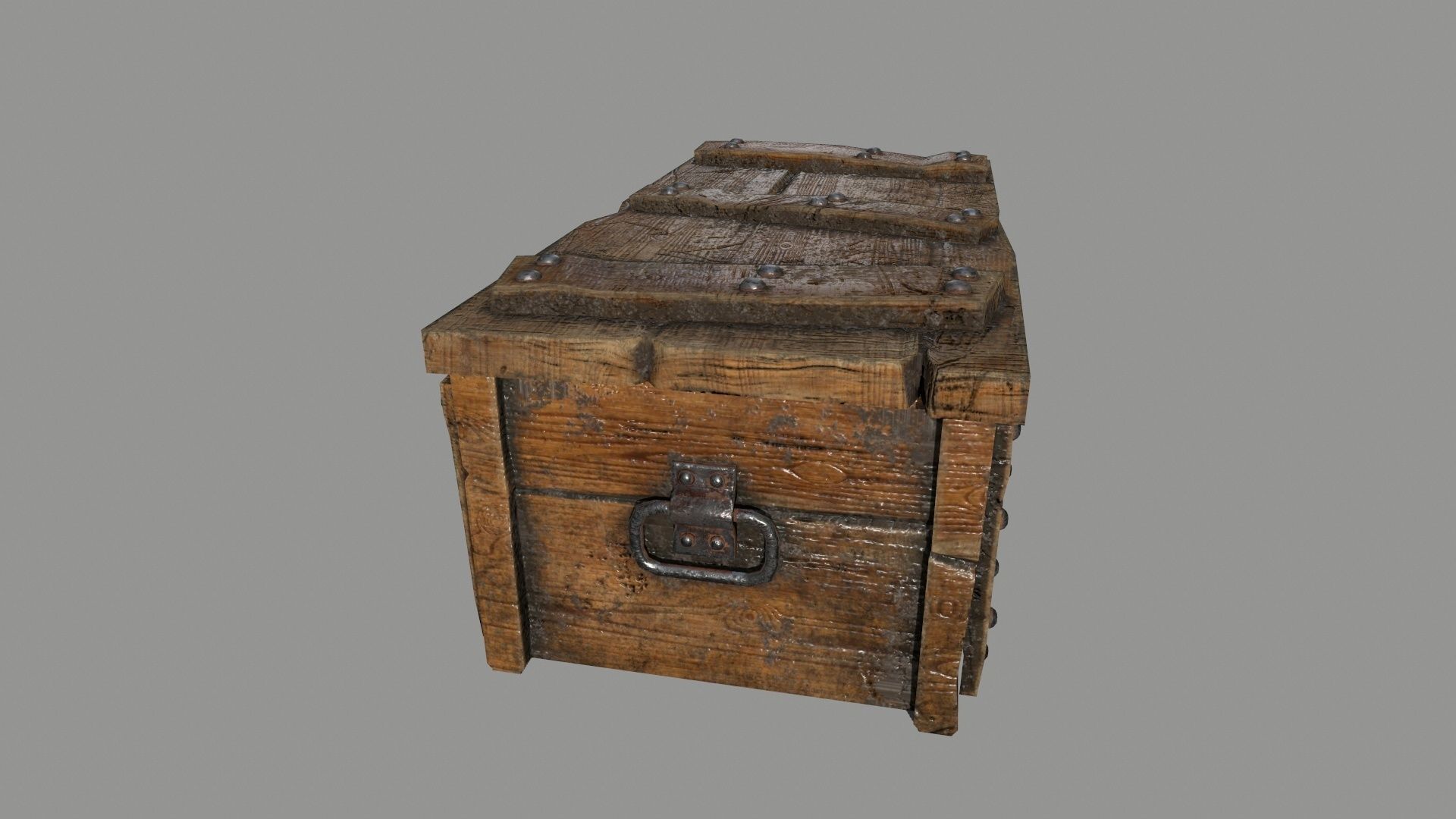 chest wooden Low-poly 3D model_2