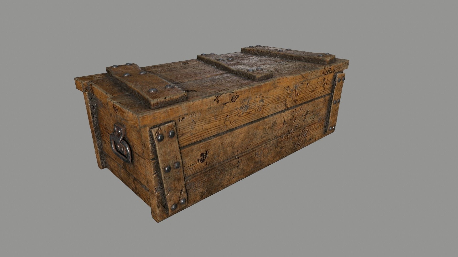 chest wooden Low-poly 3D model_5