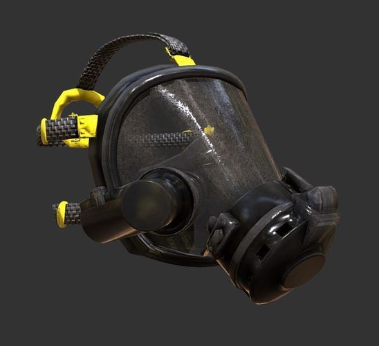Gas Mask Fireman Firefighter Rebreather Gear Low-poly 3D model