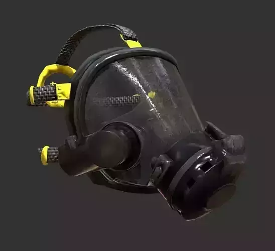 Gas Mask Fireman Firefighter Rebreather Gear Low-poly 3D model