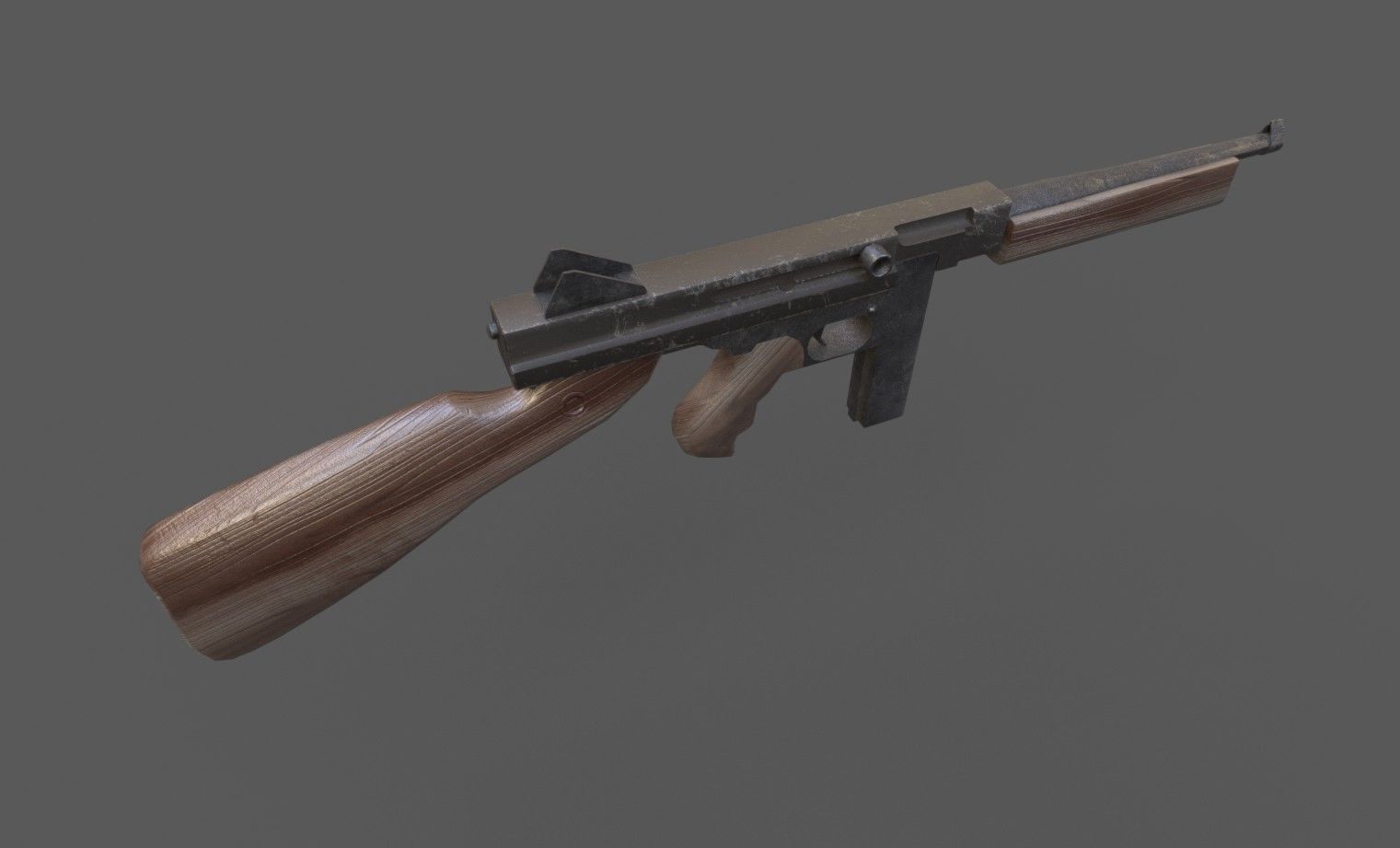 Thompson Submachine Gun Low-poly 3D model_3