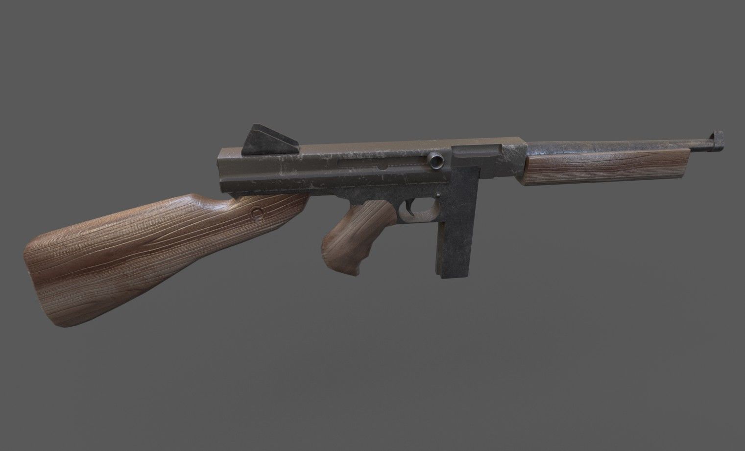 Thompson Submachine Gun Low-poly 3D model_1