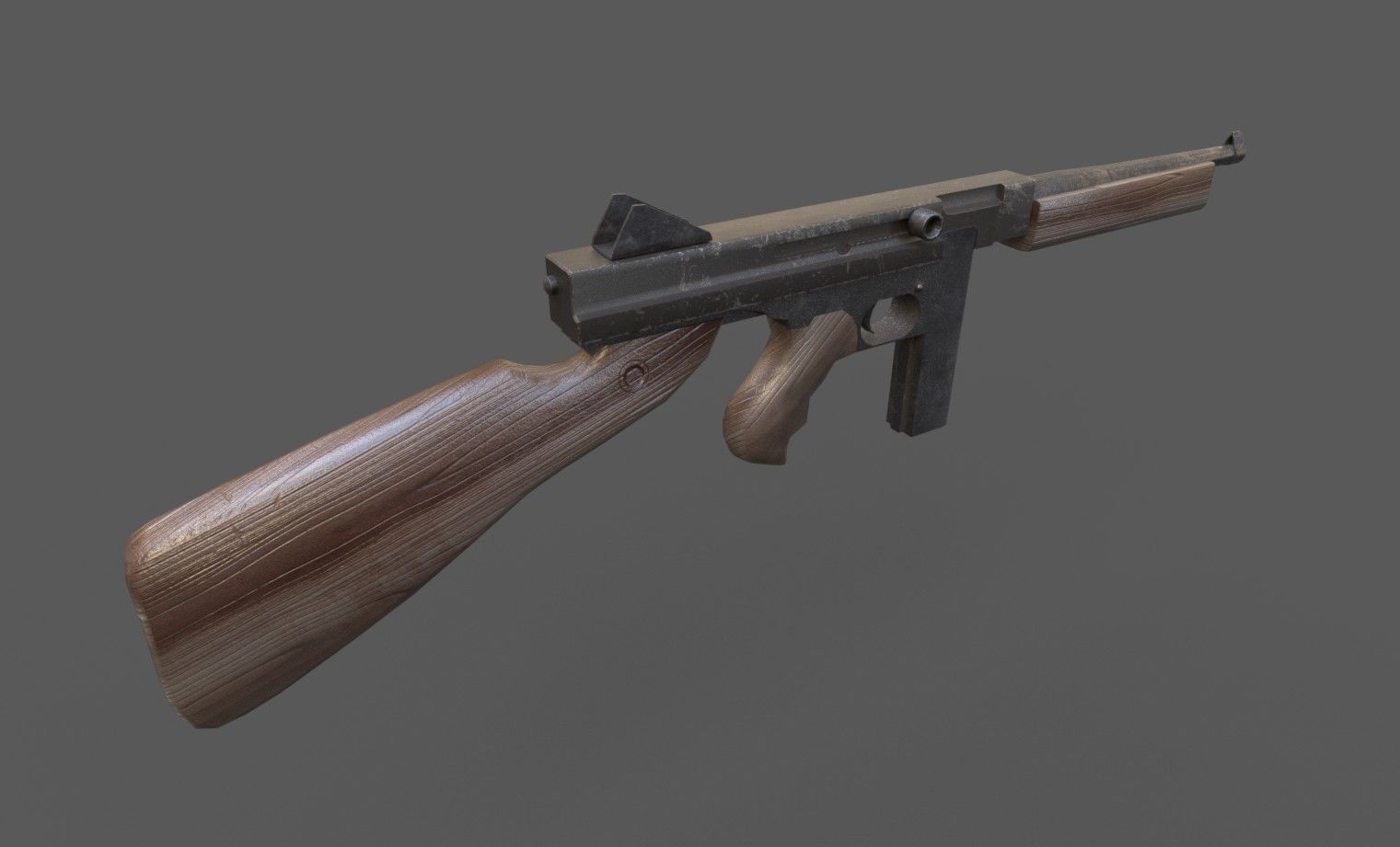 Thompson Submachine Gun Low-poly 3D model_2