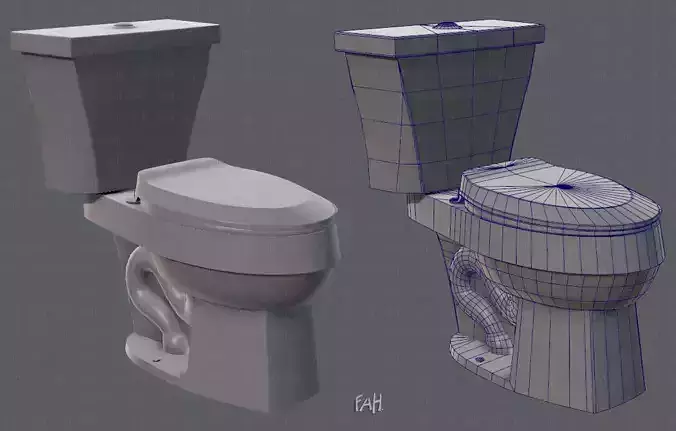 Flush Toilet Low-poly 3D model