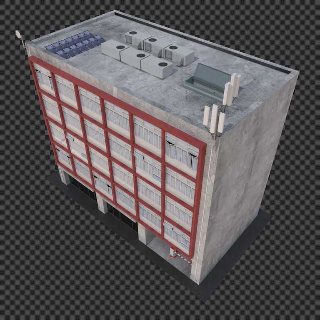 Building in low cost poor area Low-poly 3D model_0