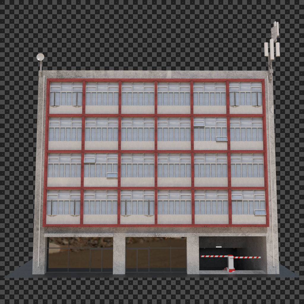 Building in low cost poor area Low-poly 3D model_4