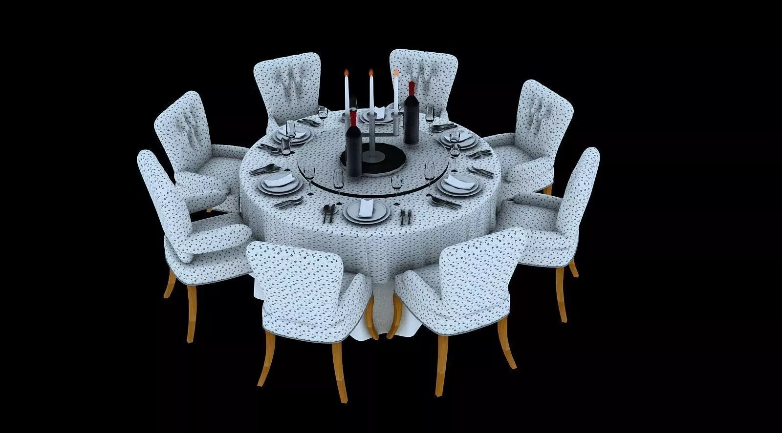 Dining Table And Chairs Set 3D print model_0