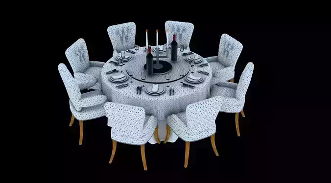 Dining Table And Chairs Set 3D print model