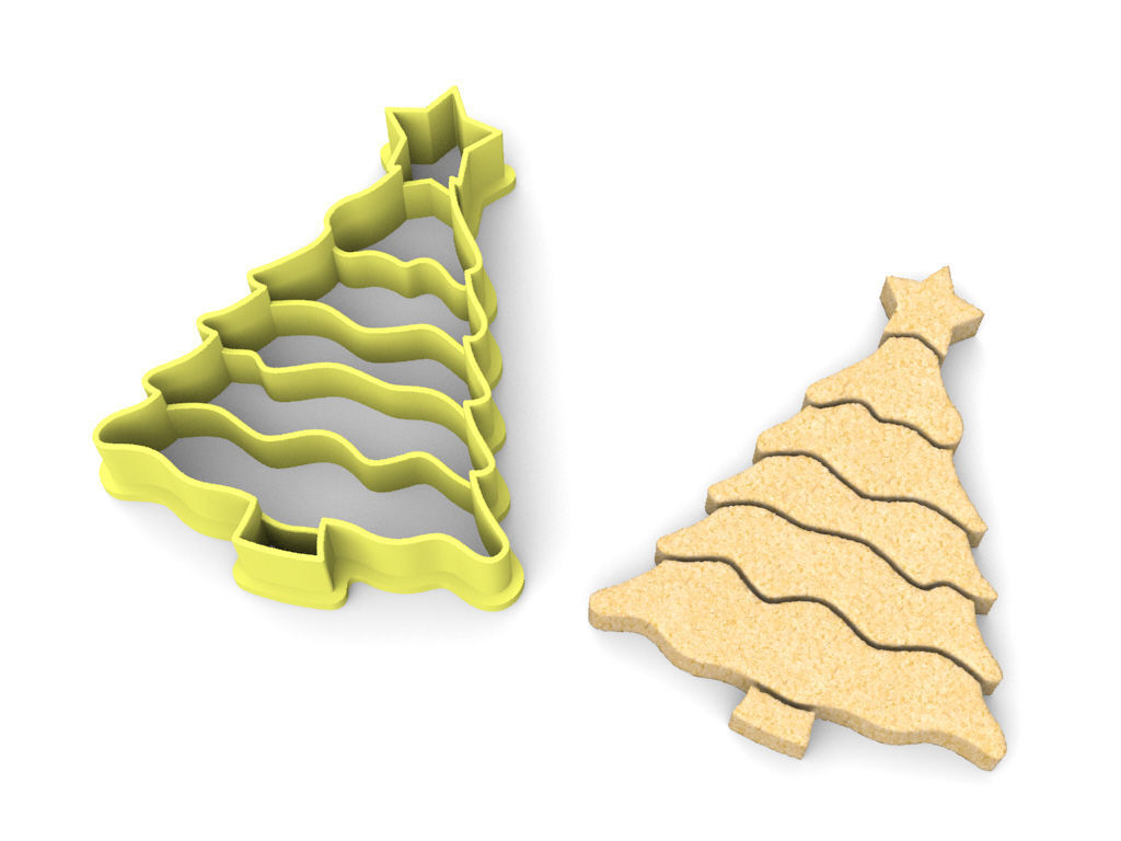 Christmas xmas tree cookie cutter 3D print model_2