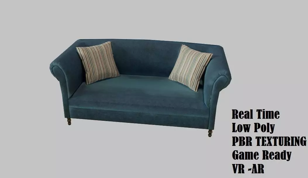 Sofa french edition style Low-poly 3D model_0