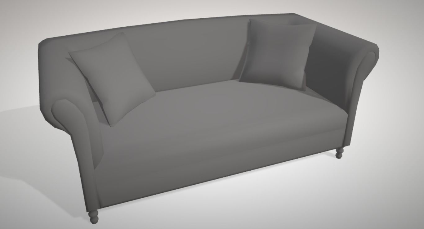Sofa french edition style Low-poly 3D model_2