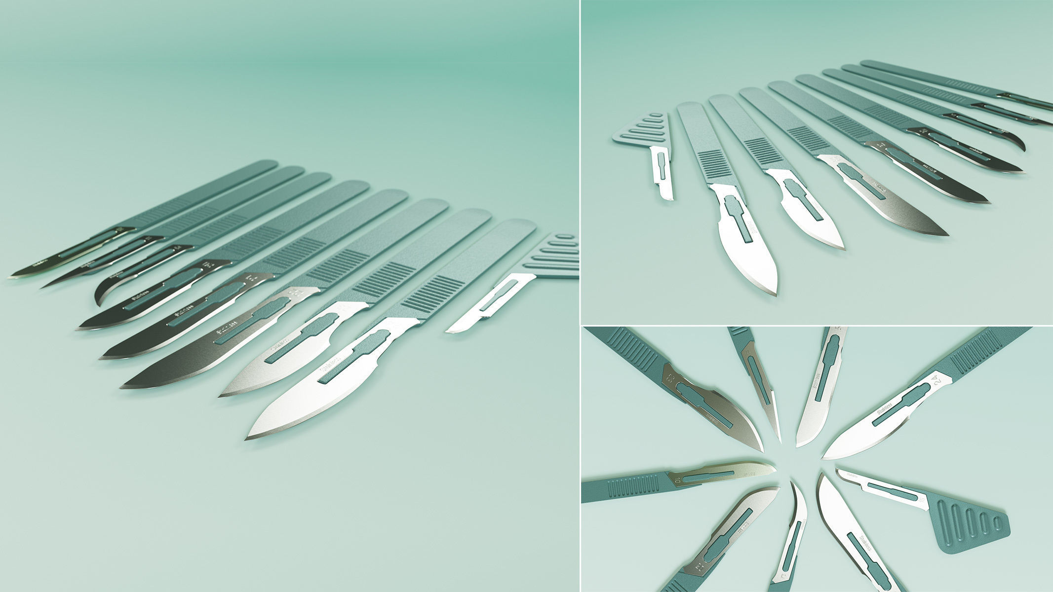 Scalpels Kidney Dish and Sterilization Tray model 3D model_1