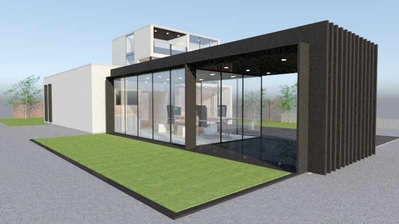 modern house with office Low-poly 3D model_1