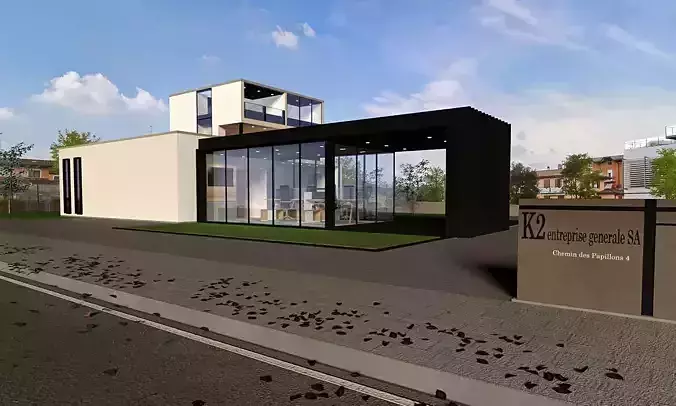 modern house with office