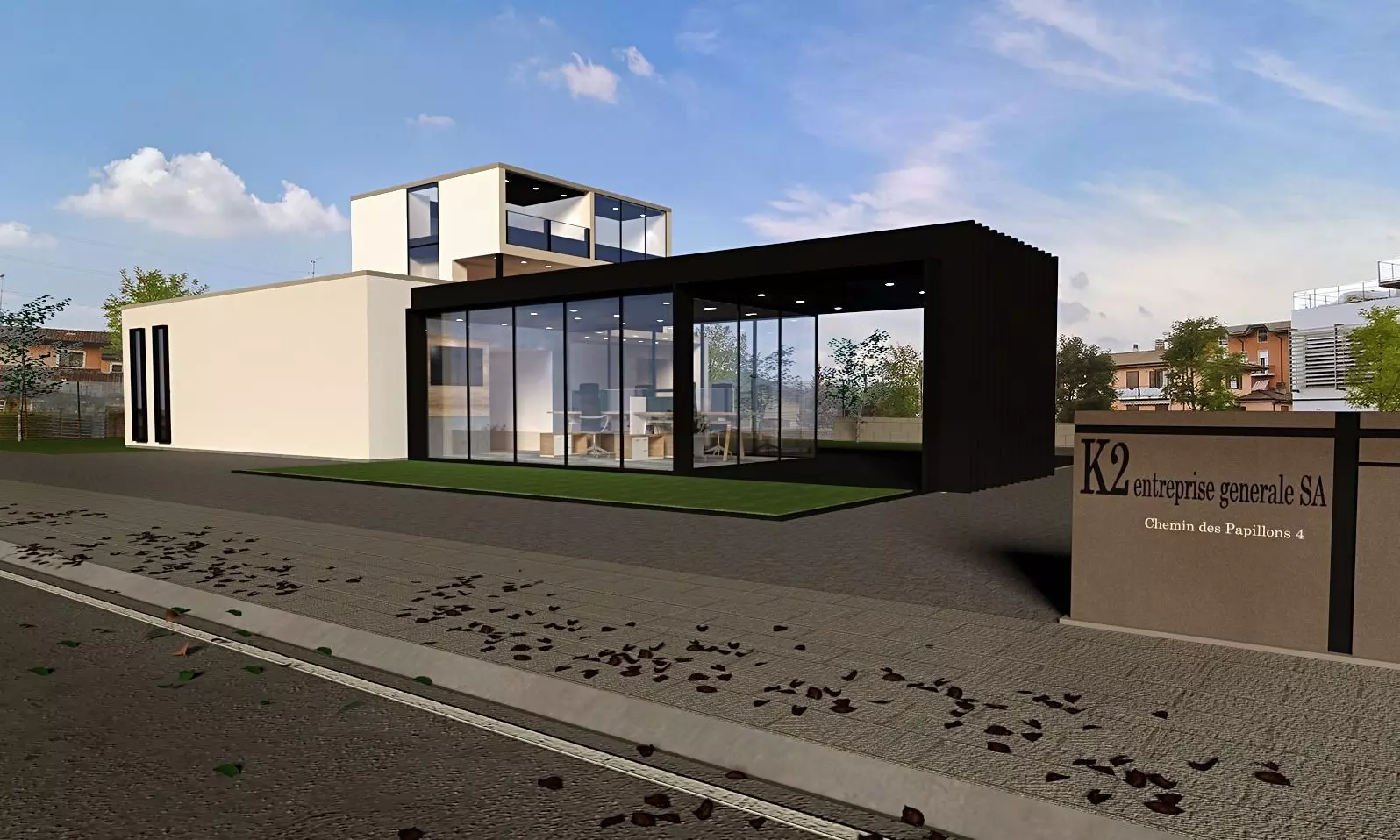 modern house with office Low-poly 3D model_0