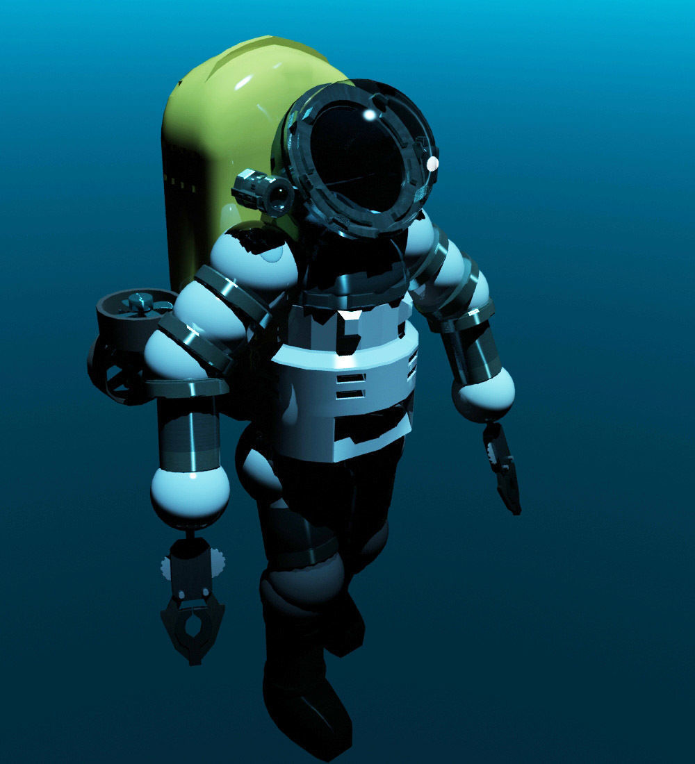 Athmospheric diving suit Low-poly 3D model_7
