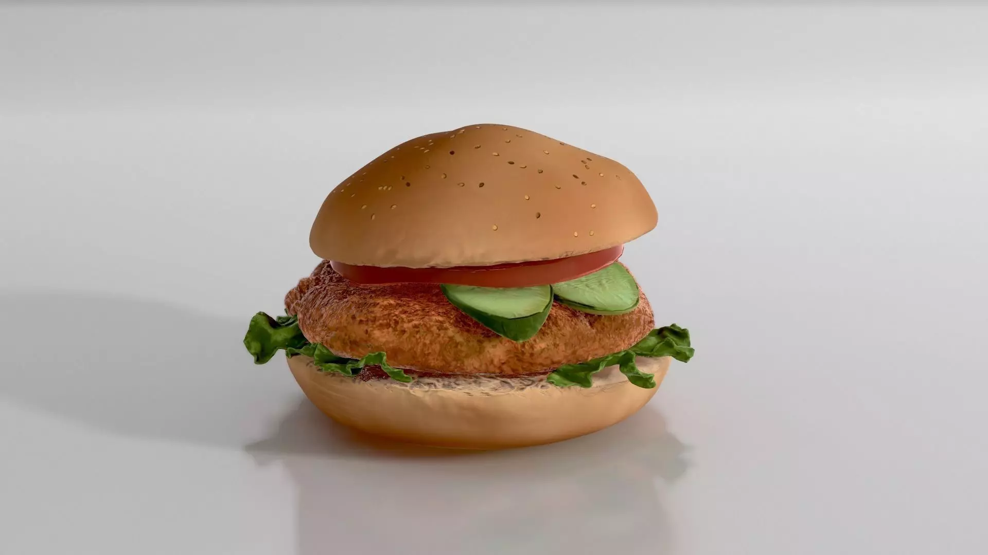 Chicken Burger with Vegetables 3D model