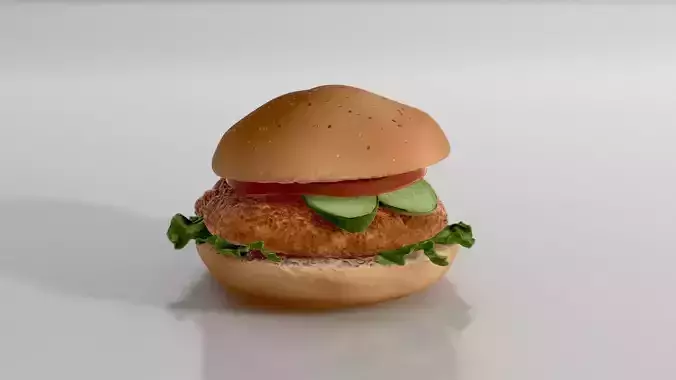 Chicken Burger with Vegetables 3D model