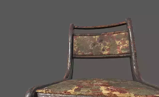 Low poly Old chair with holes from the shots