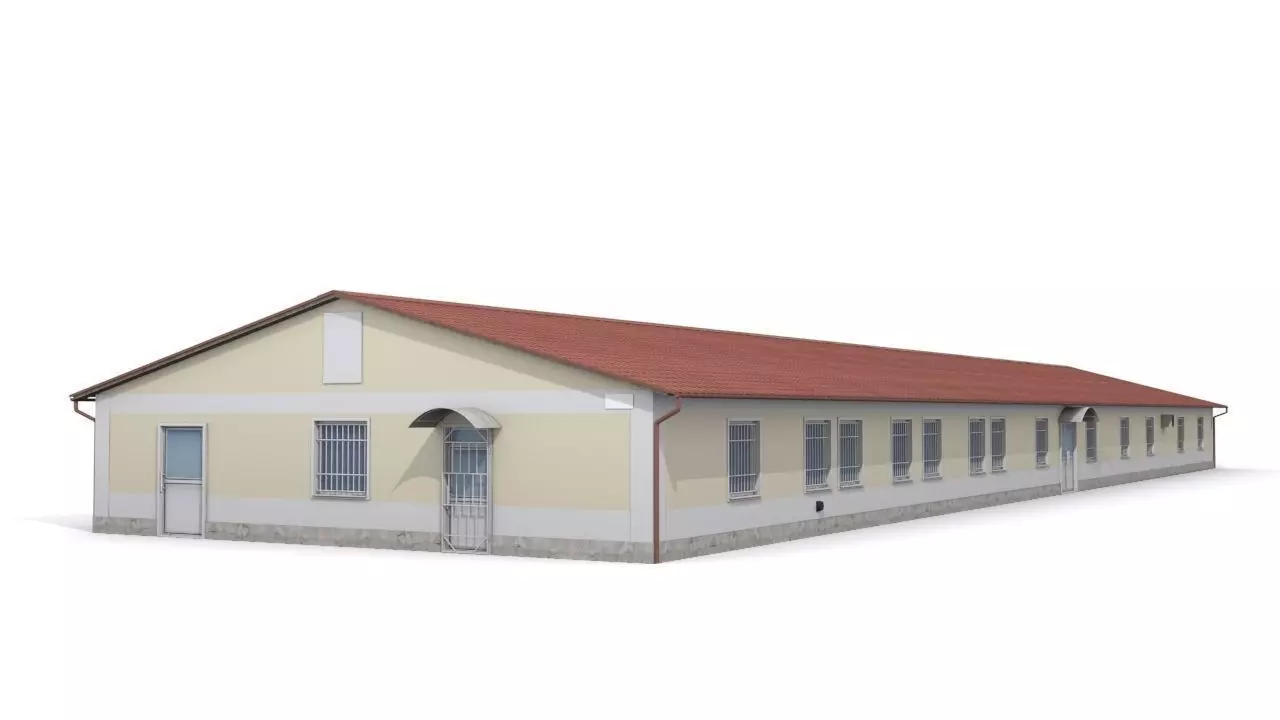 Small office building Low-poly 3D model_0