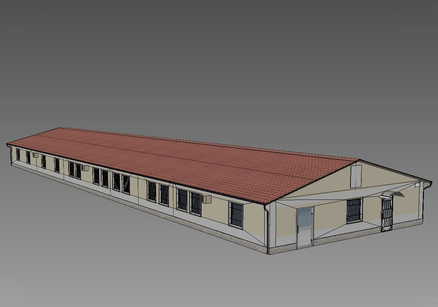 Small office building Low-poly 3D model_6