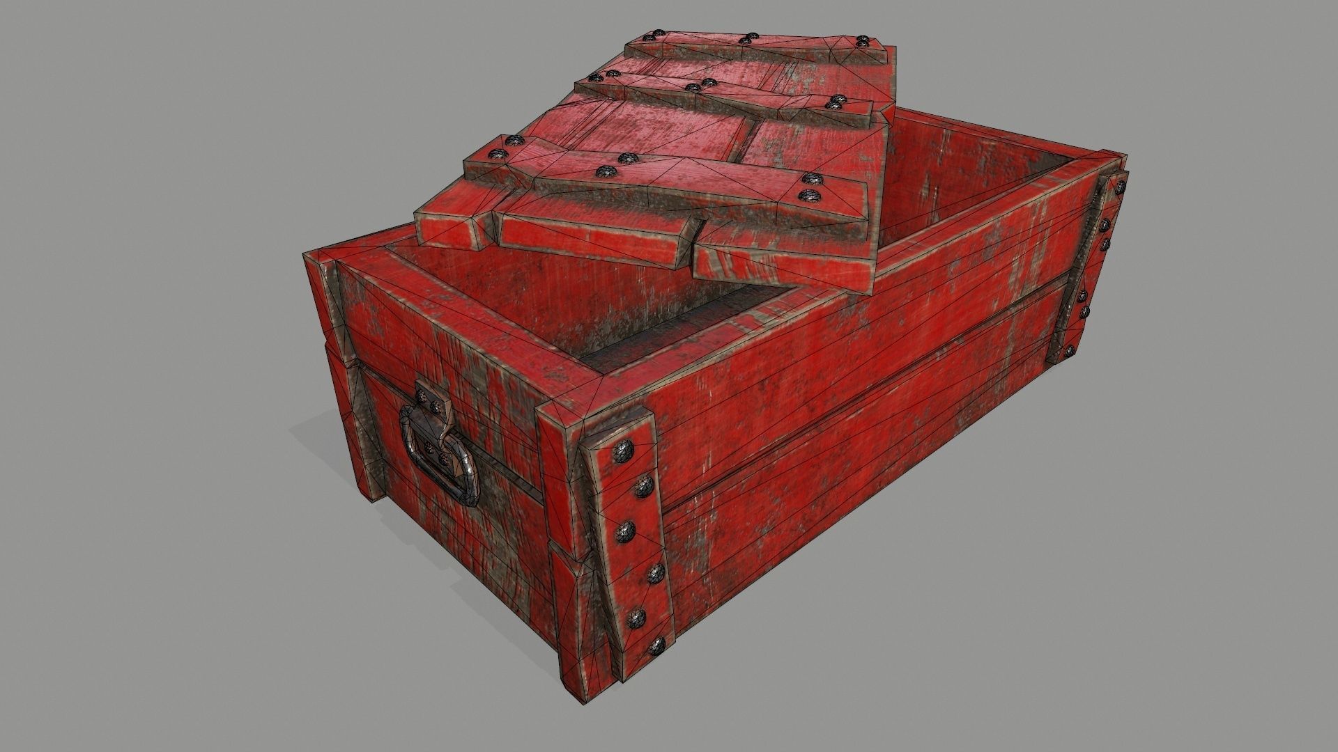 old chest Low-poly 3D model_1