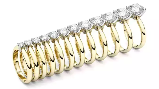 Set from Twelve Cushion Solitaire Ring