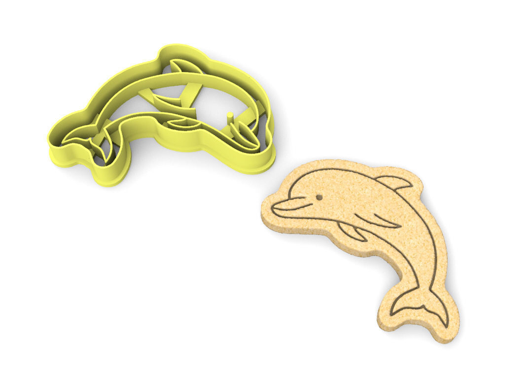 Dolphin cookie cutter 3D print model_2