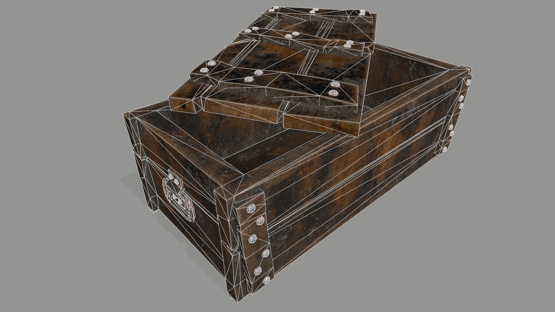 old chest Low-poly 3D model_2