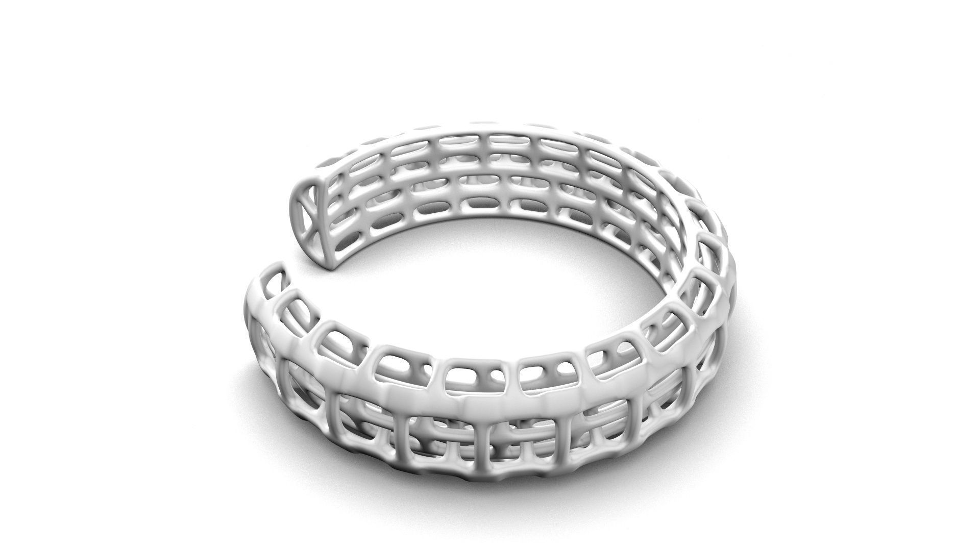 Bone Cage Cuff Bracelet 3D print model_1
