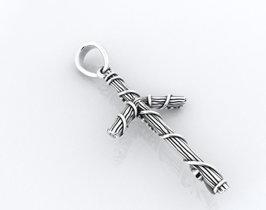 Cross tree with grape leaves 376 3D print model_3