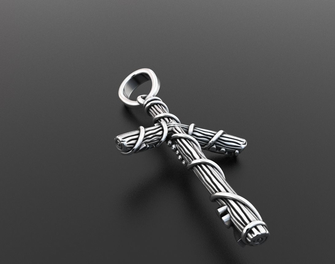 Cross tree with grape leaves 376 3D print model_8