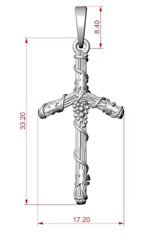 Cross tree with grape leaves 376 3D print model_15