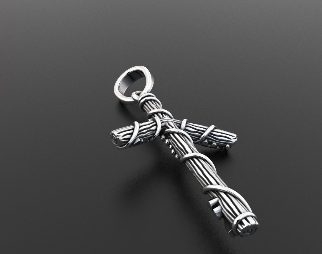 Cross tree with grape leaves 376 3D print model_4