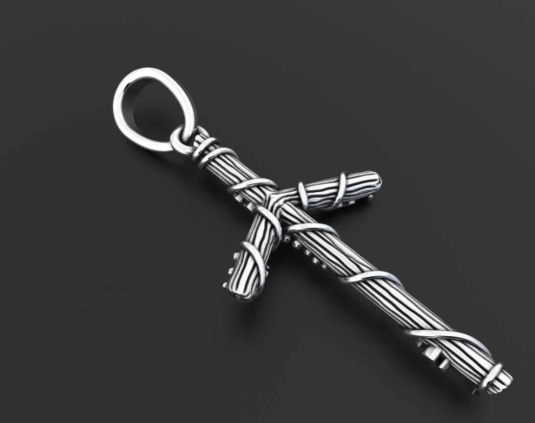 Cross tree with grape leaves 376 3D print model_6