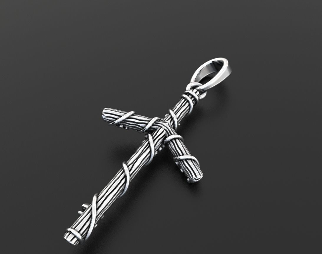 Cross tree with grape leaves 376 3D print model_11