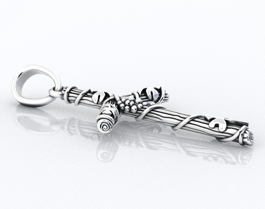 Cross tree with grape leaves 376 3D print model_13