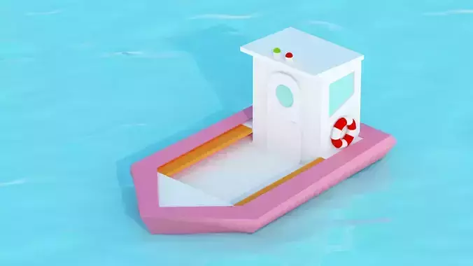 game Water boat  Low-poly 3D model