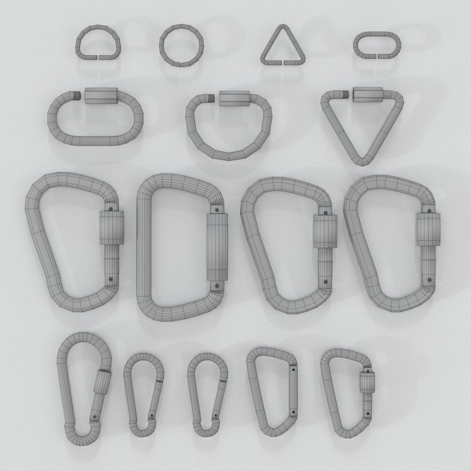 3D set of Different Carbines Low-poly 3D model_3