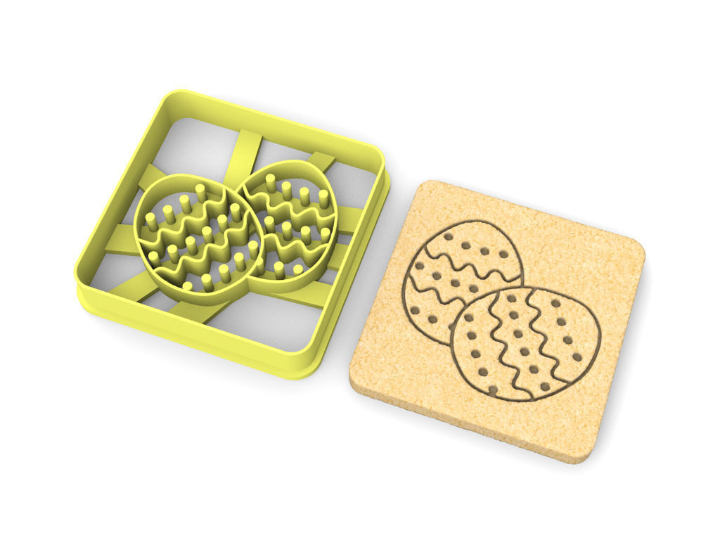 Two Easter eggs cookie cutter 3D print model_2